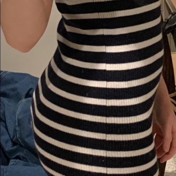 Navy-Blue and White Striped Dress. - Picture 3 of 5